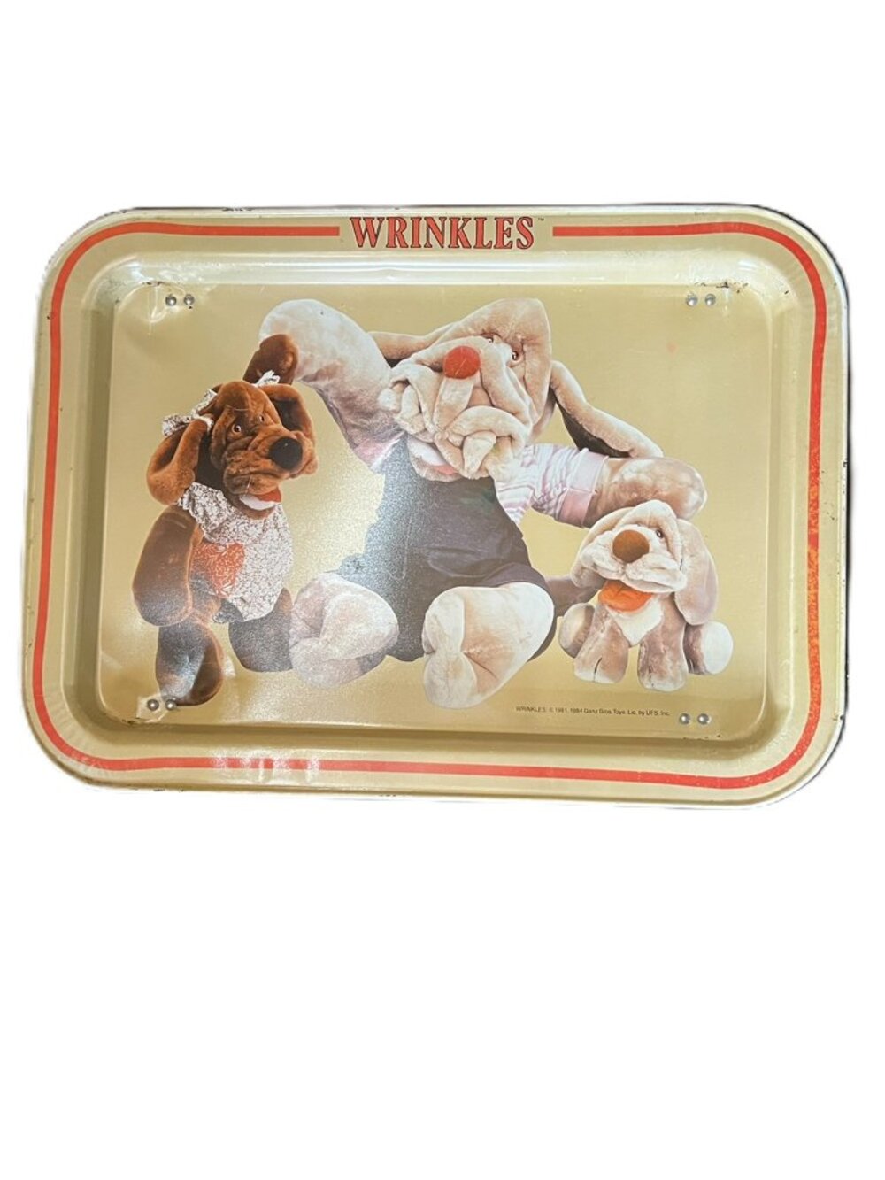 Vintage Retro 1980s Wrinkles Dog Fold Down Metal TV Dinner Tray/Sick Day Tray